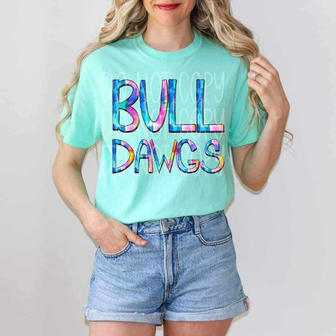 Bulldawgs tie dye font 26483 DTF transfer