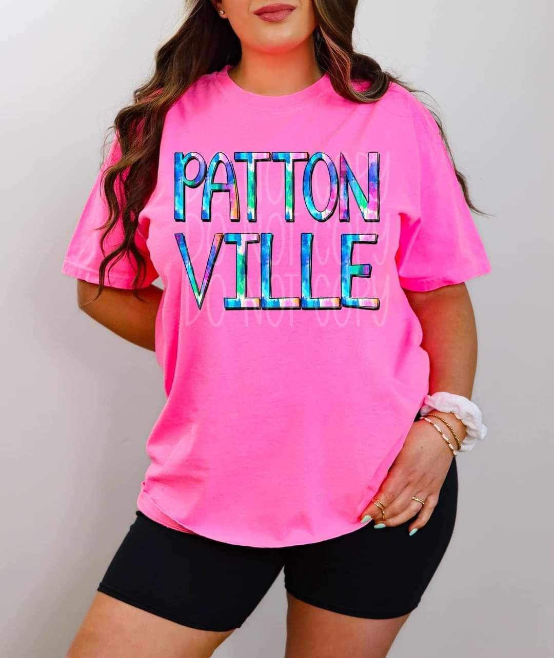 Pattonville tie dye font 26482 DTF transferer