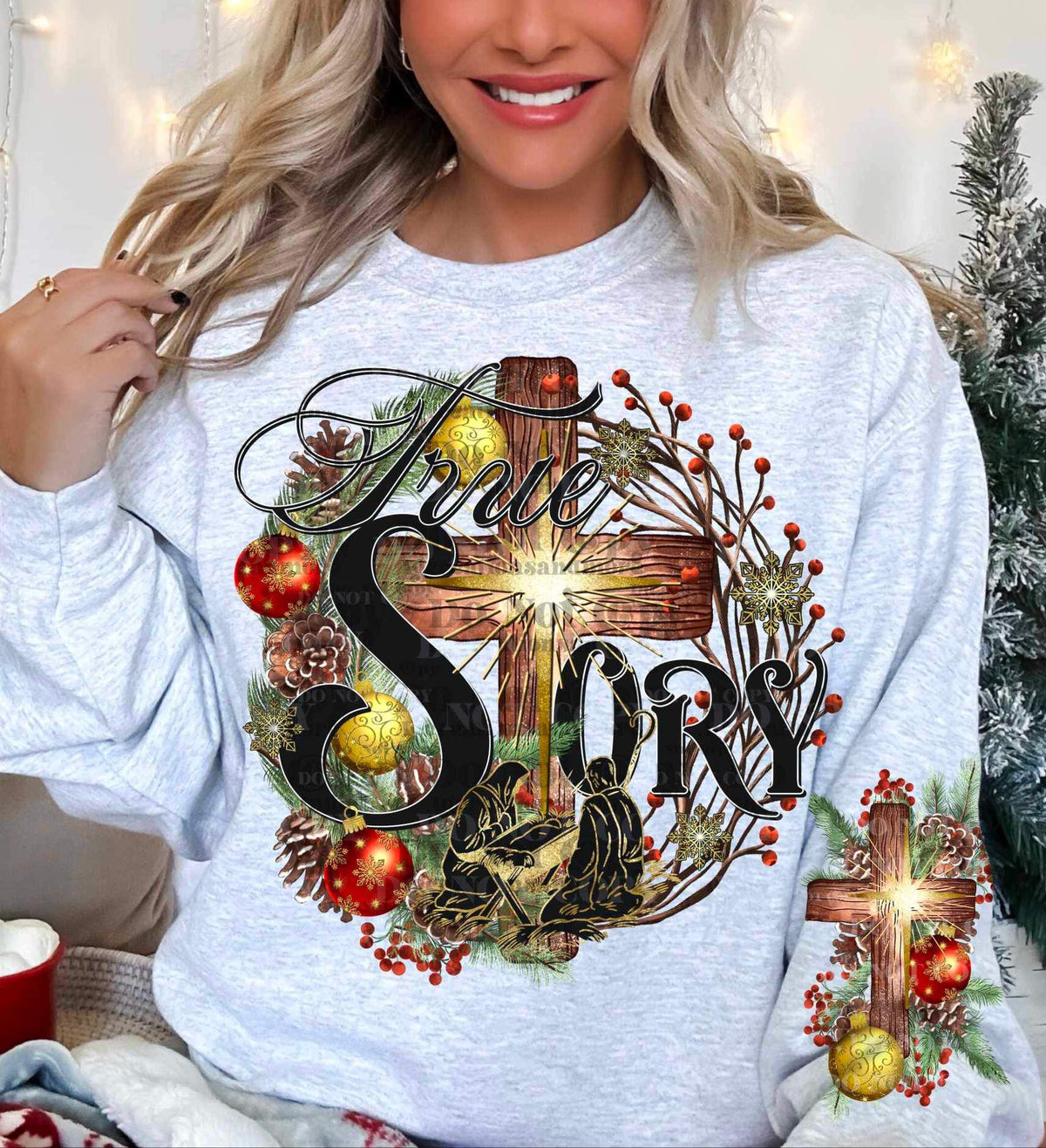 True story (cross with wreath) FRONT 16865 DTF Transfer