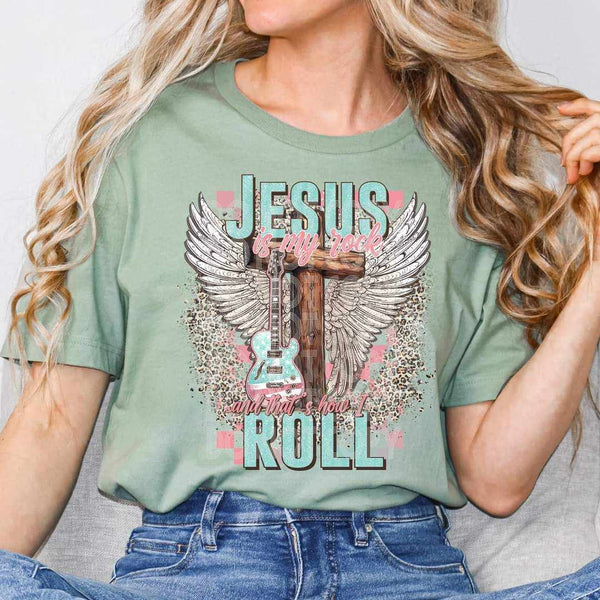 Jesus is my rock and that’s how I roll 36595 DTF transfer