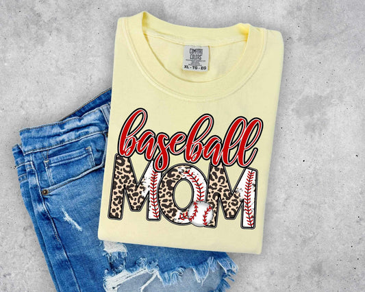 Baseball mom leopard and baseball font 26519 DTF transfer