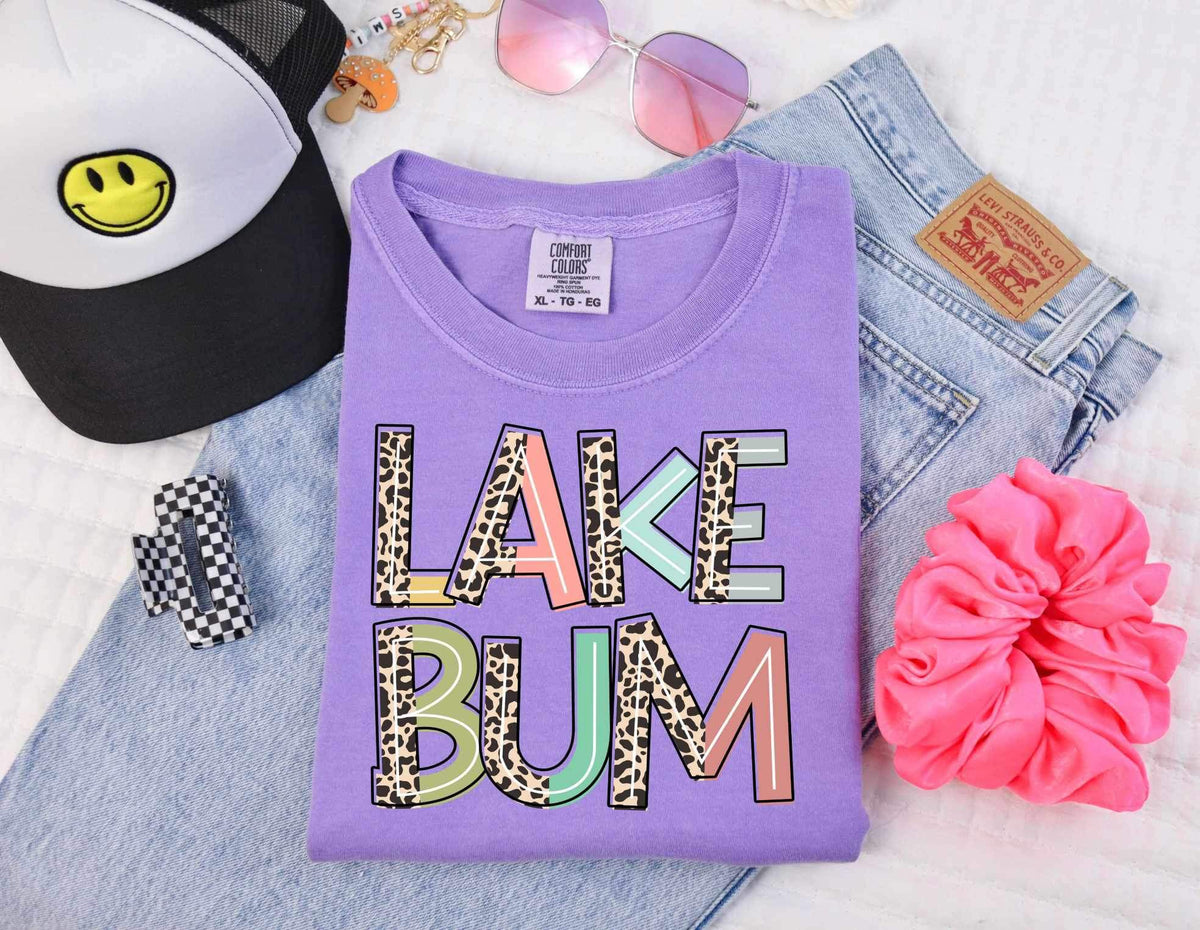 Lake bum leopard and pastel font 26510 DTF transfer