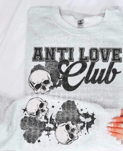 Anti love club (black heart, skull, bats) 16876 DTF Transfer