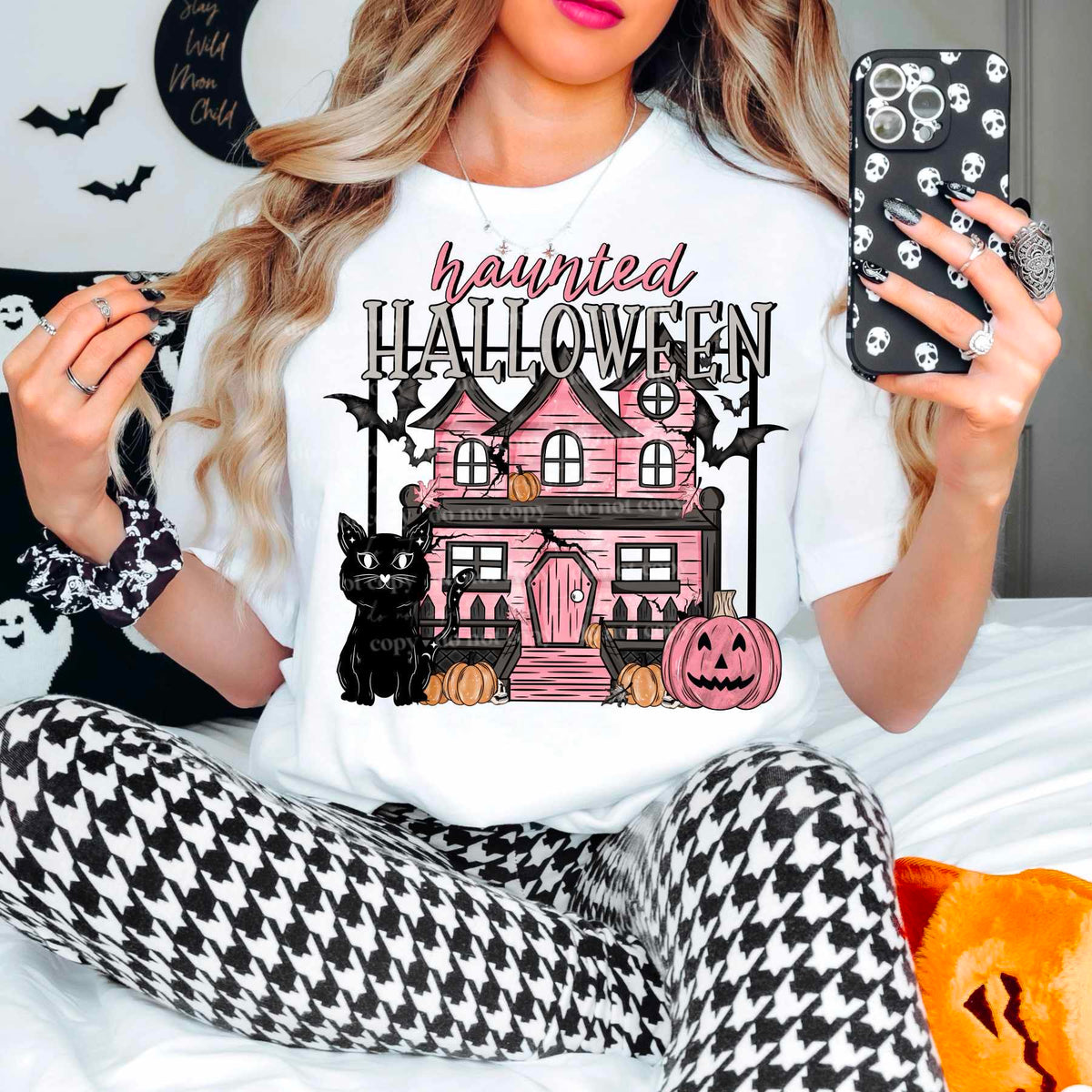 Haunted Halloween pink house (CSC) 36641 DTF transfer