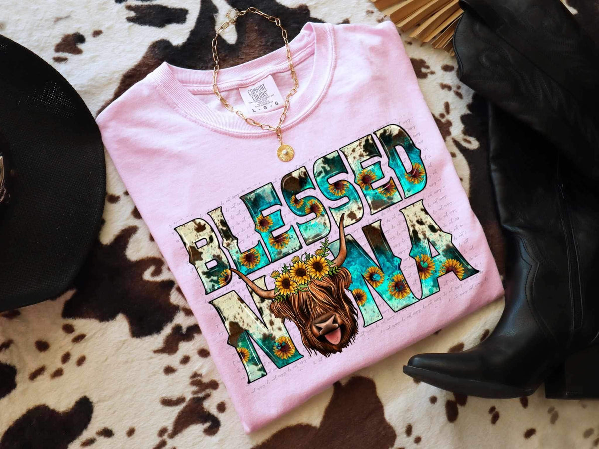 Blessed mama shaggy cow 26653 DTF transfer