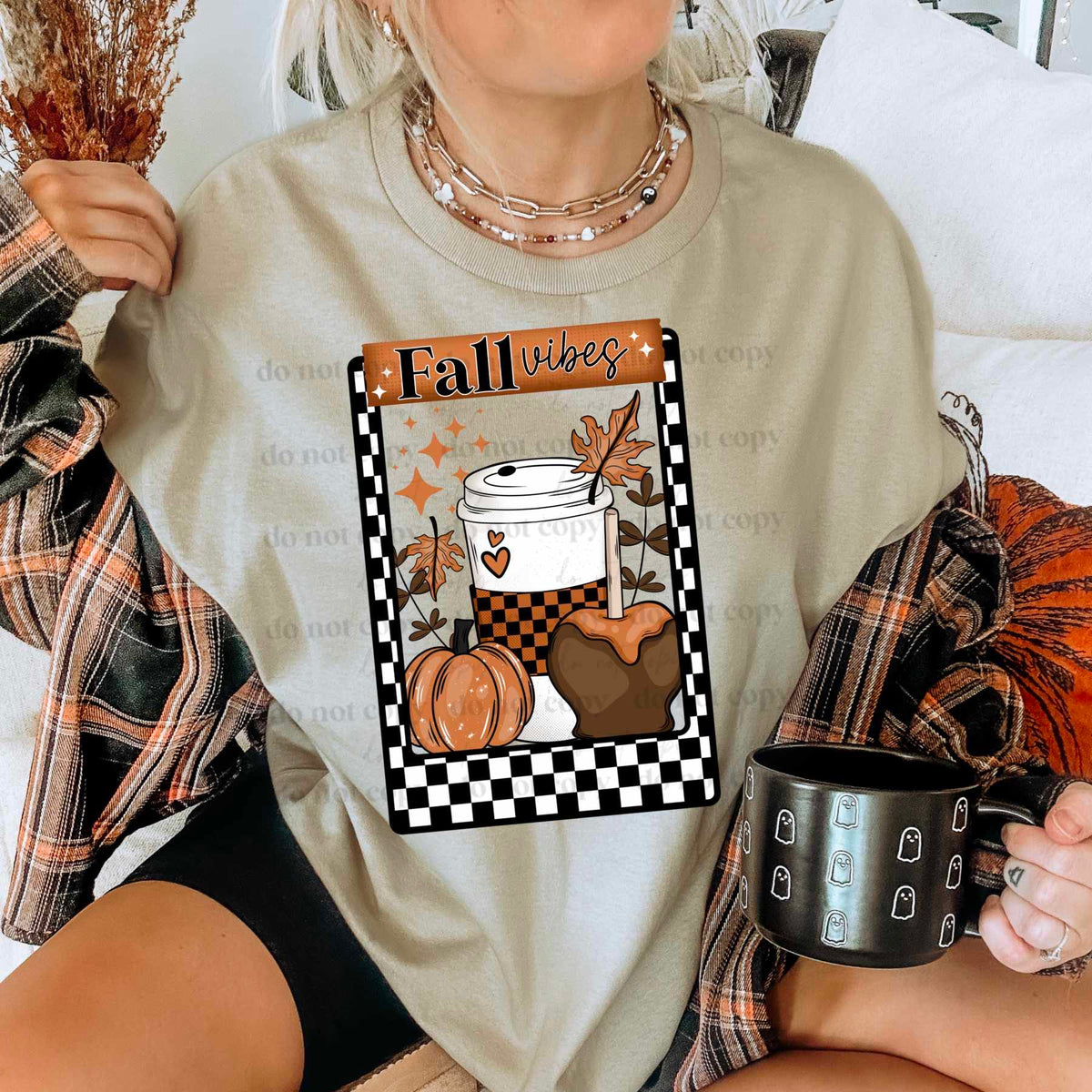 Fall vibes checkered frame (CSC) 36651 DTF transfer
