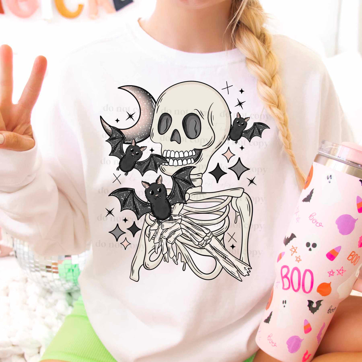 Skellie with bats and moon (CSC) 36635 DTF transfer