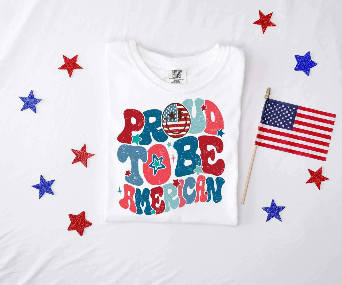 Proud to be American wavy 26608 DTF transfer