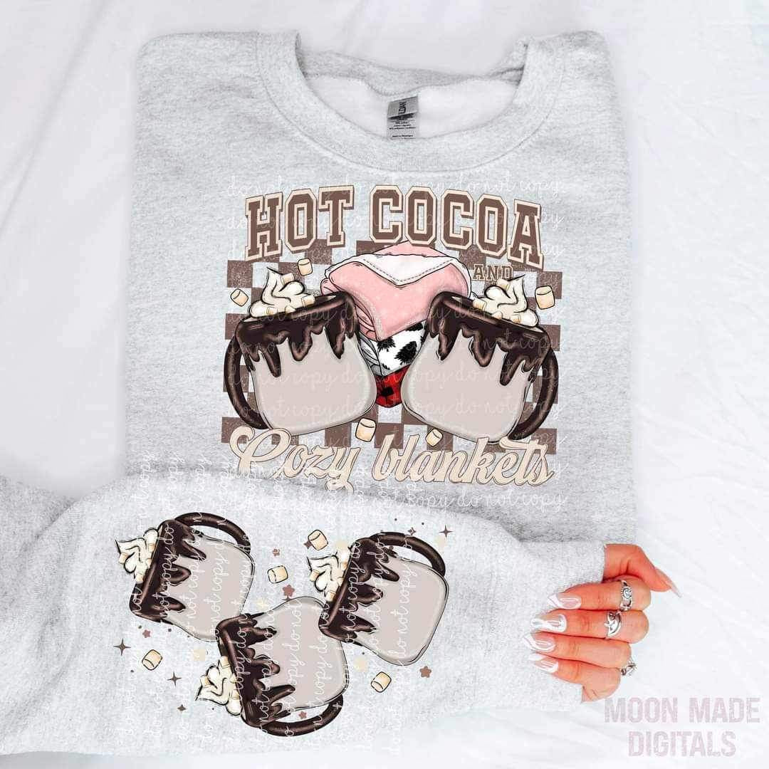 Hot cocoa cozy blankets marshmallow mugs NO FACE FRONT 16932  DTF Transfer