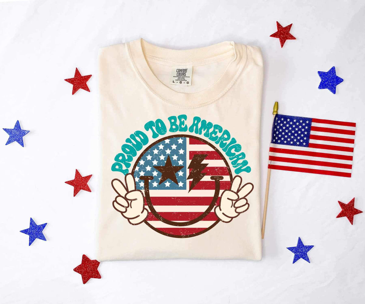 Proud to be American smiley peace signs 26607 DTF transfer