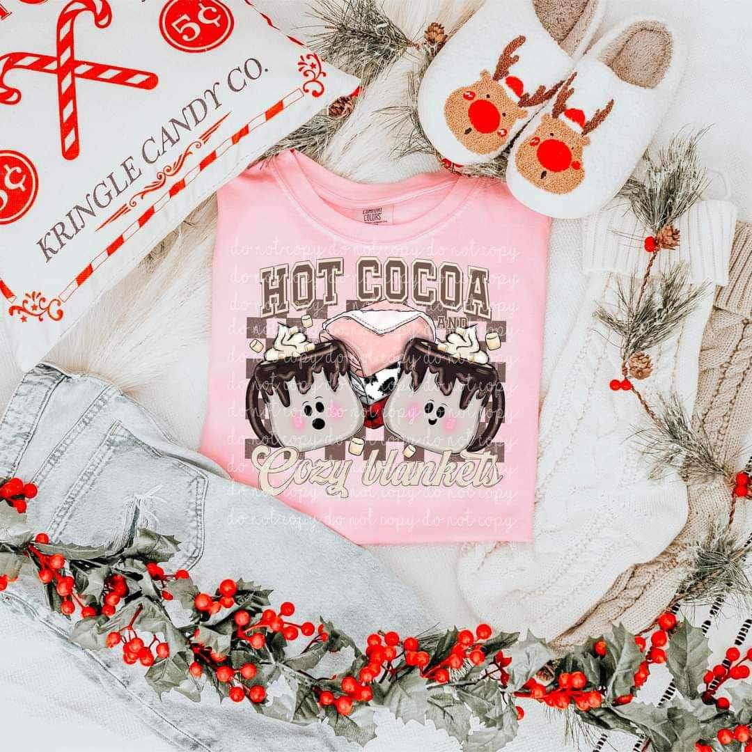 Hot cocoa cozy blankets marshmallow mugs 16931 DTF Transfer