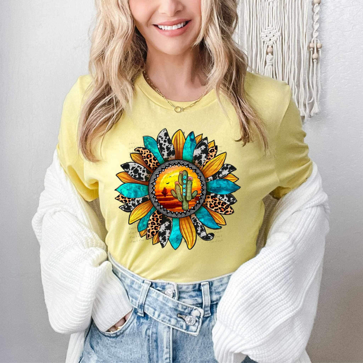 Sunflower with cactus center 26645 DTF transfer