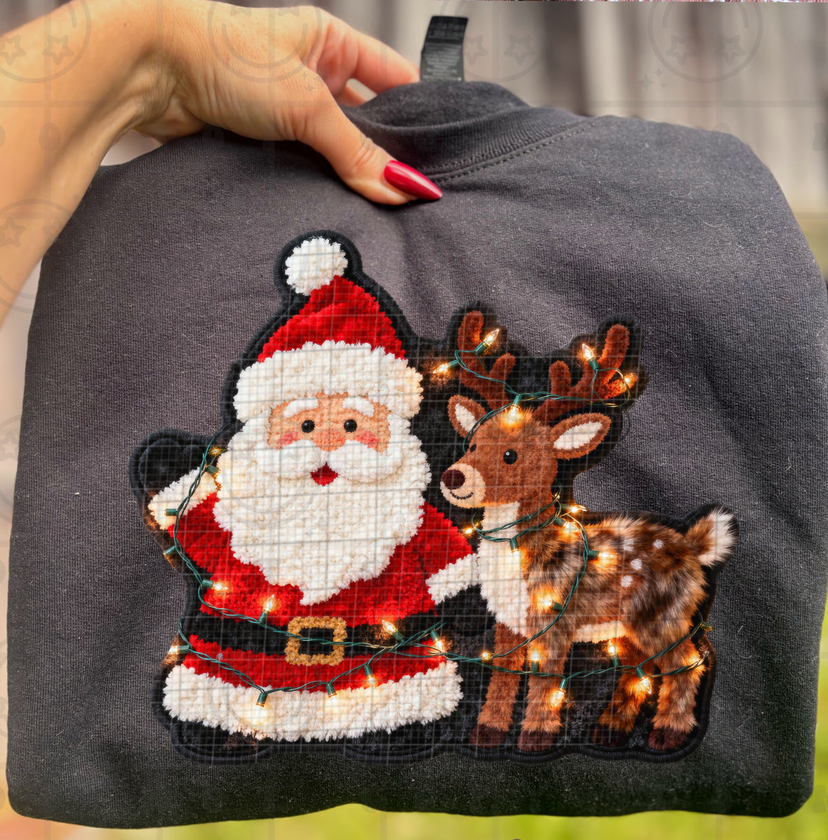 Faux Yarn Santa and Reindeer (HW) DTF Transfer