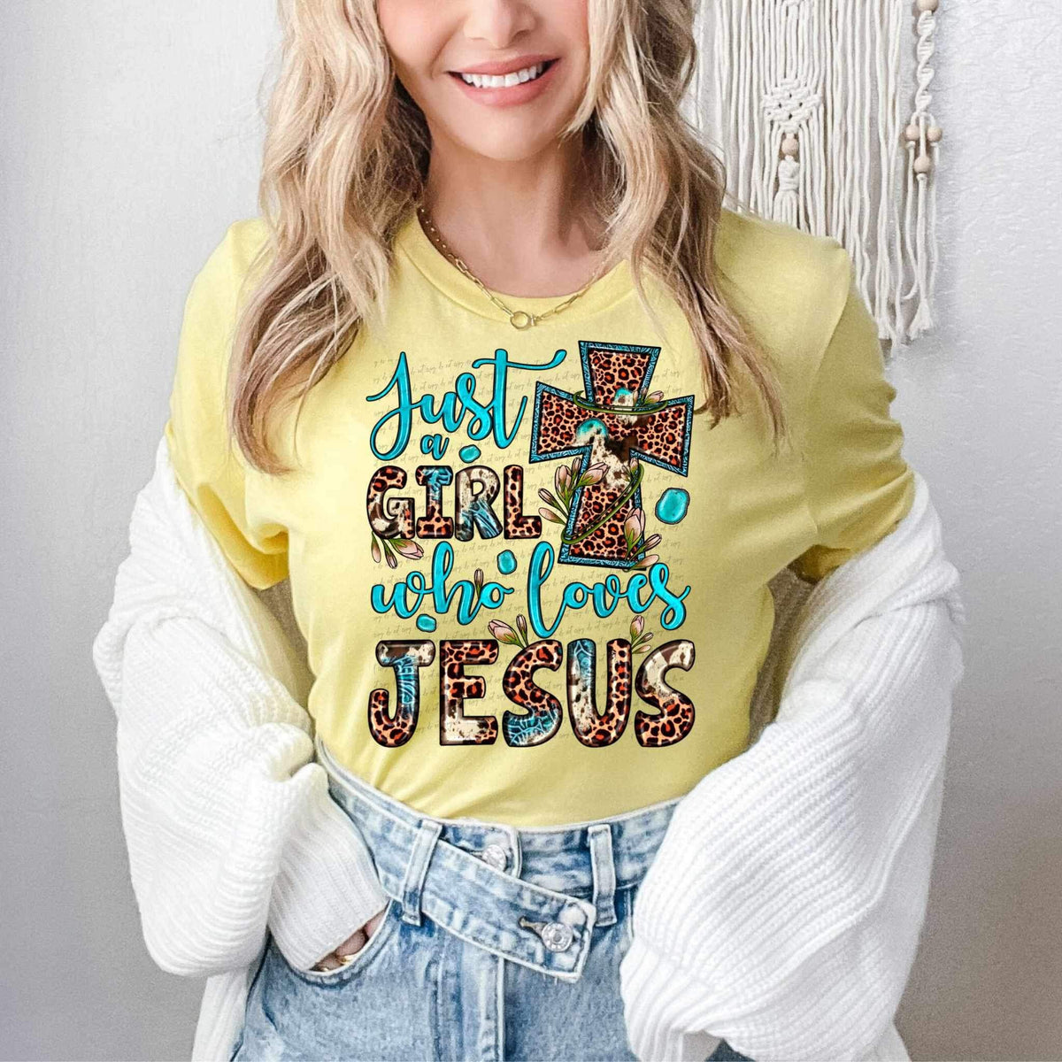 Just a girl who loves jesus leopard 26656 DTF transfer