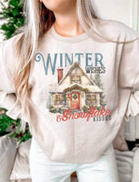 Winter wishes snowflake kisses snowy house 16922 DTF Transfer