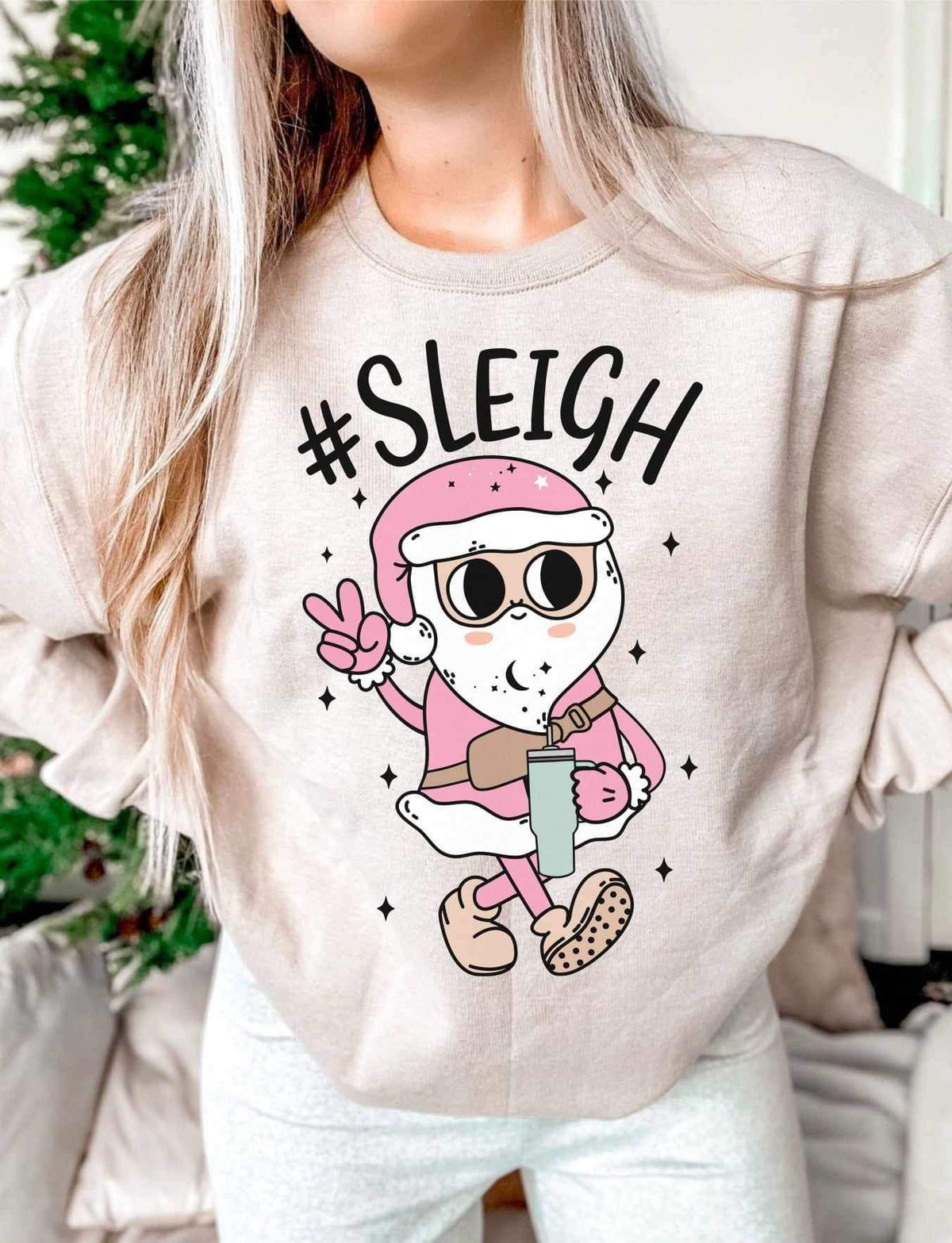 #sleigh pink santa 16919 DTF Transfer