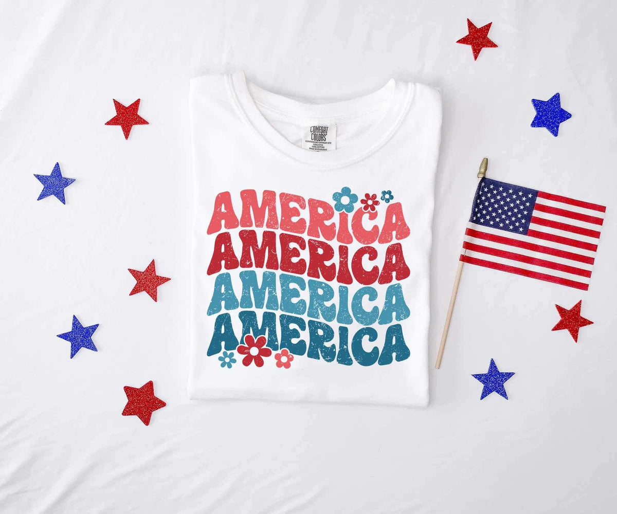 America stacked wavy 26602 DTF transfer