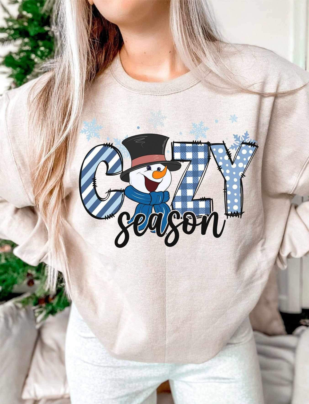 Cozy season dark blue with snowman 16918 DTF Transfer