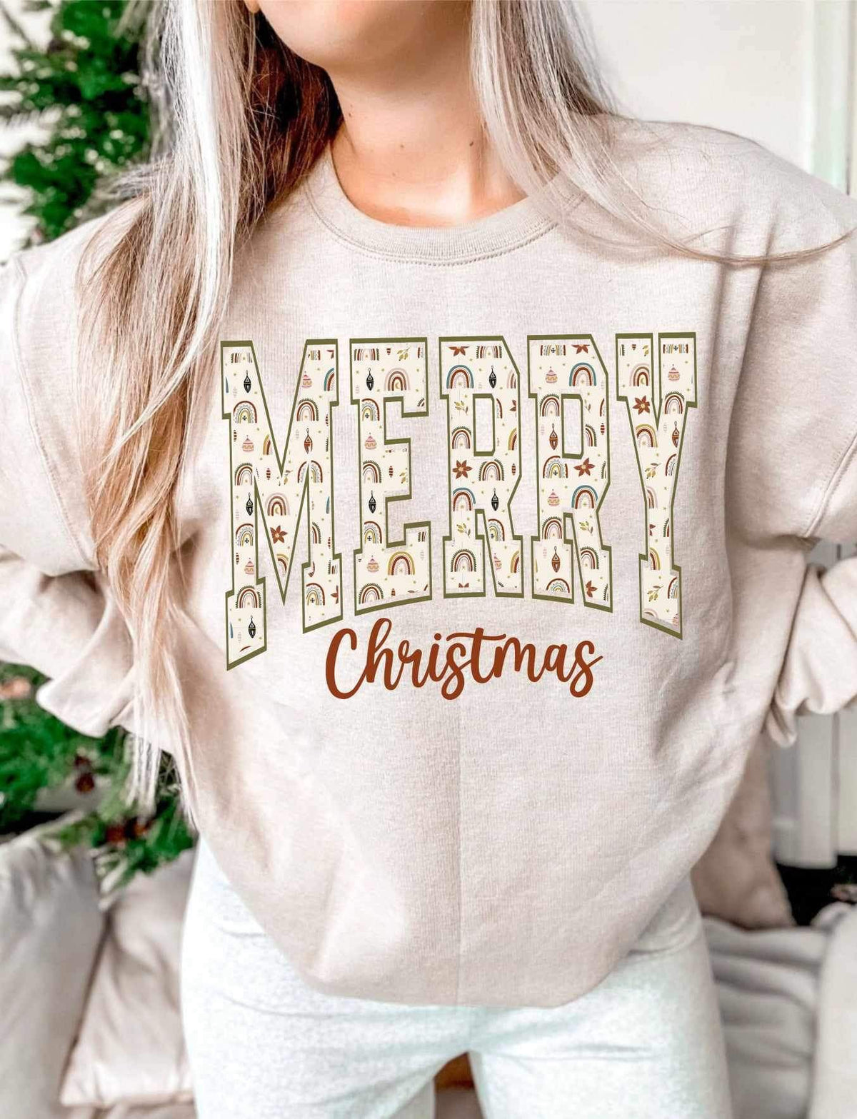 Merry Christmas rainbow filled 16915  DTF Transfer