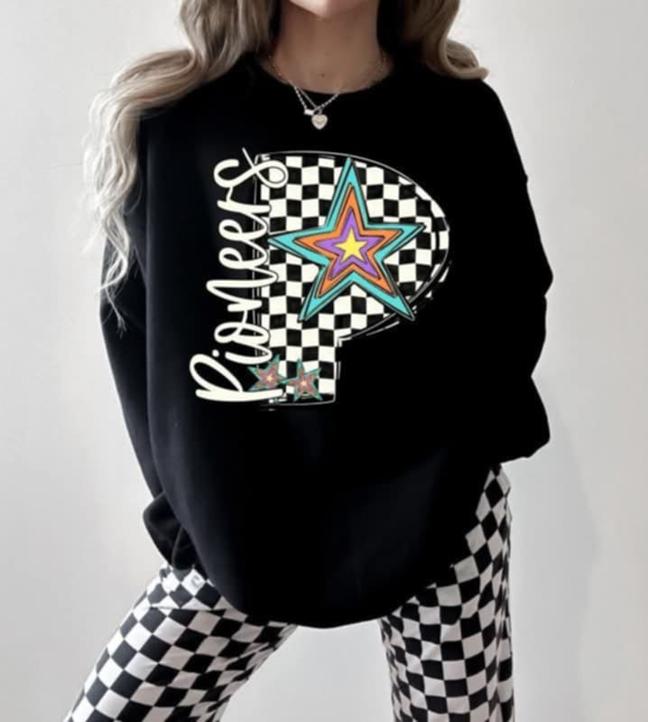 P pioneers checkered with stars (S&G) 87135 DTF transfer