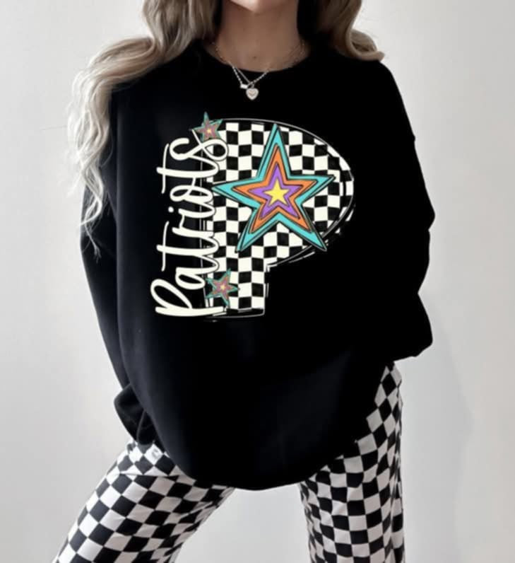 P patriots checkered with stars (S&G) 87134 DTF transfer