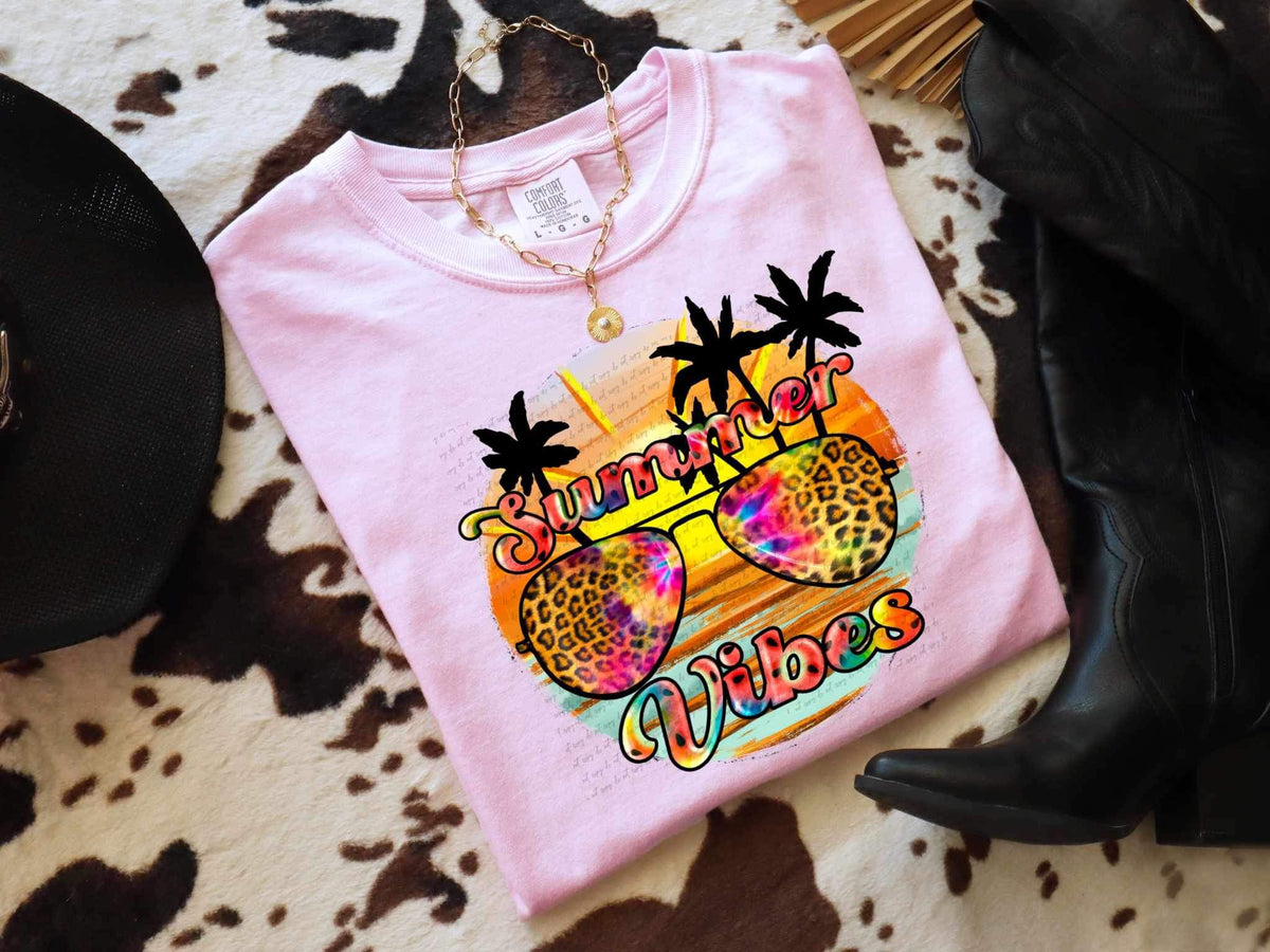 Summer vibes sunset leopard glasses 26624 DTF transfer
