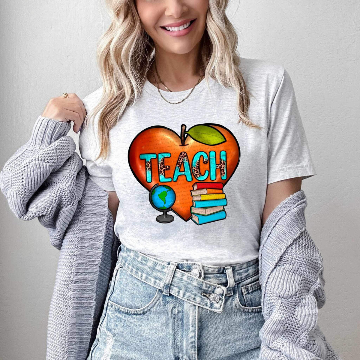 Teach orange apple heart 26560 DTF transfer