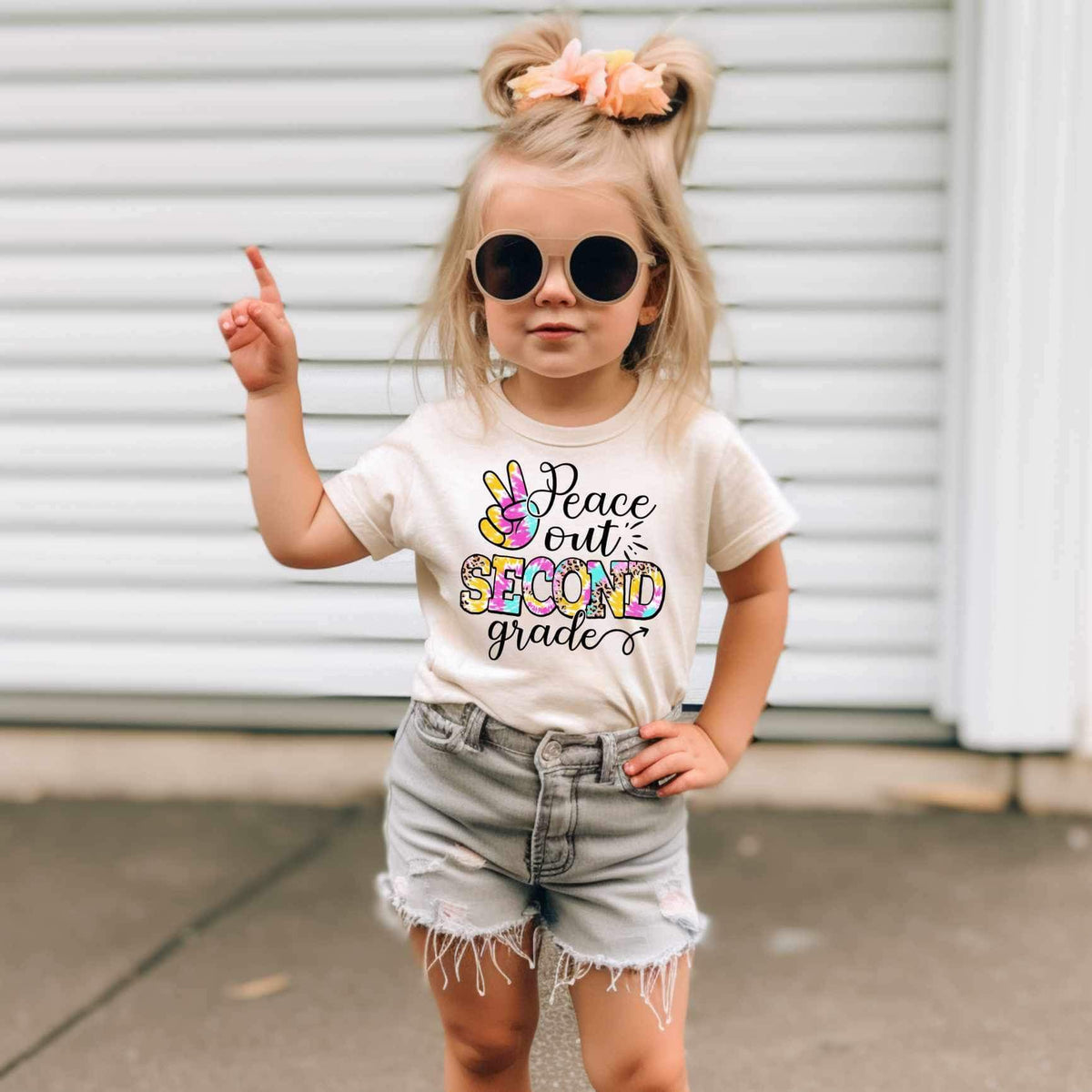 Peace out second grade tie dye font 26545 DTF transfer