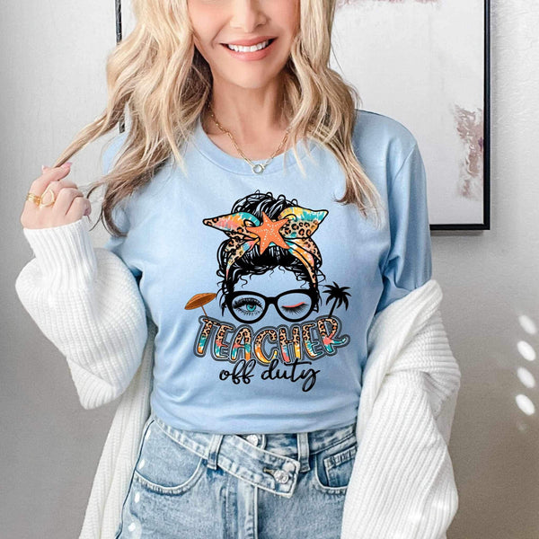 Teacher off duty messy bun 26559 DTF transfer