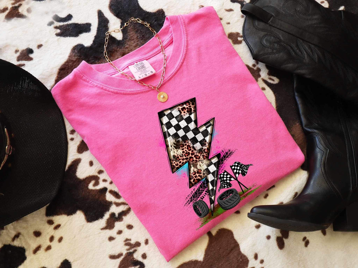 Checkered and leopard bolt 26643 DTF transfer