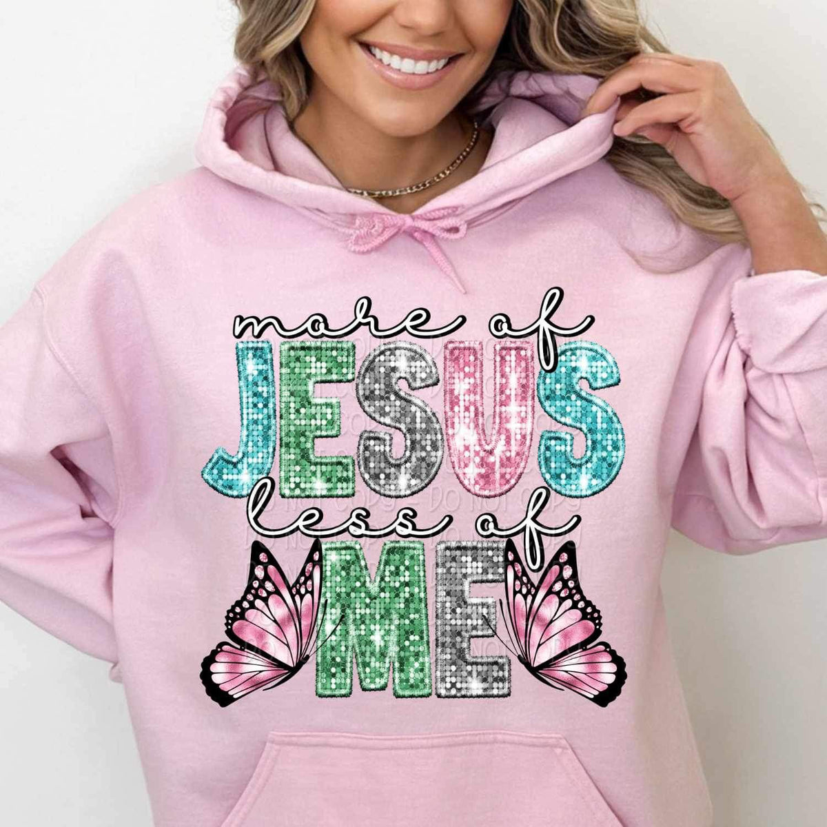 Made of jesus sequin and butterflies 16952 DTF Transfer