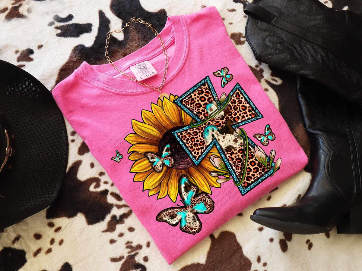 Sunflower leopard cross 26654 DTF transfer