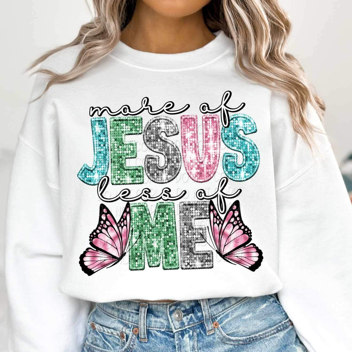 Made of jesus sequin and butterflies 16952 DTF Transfer