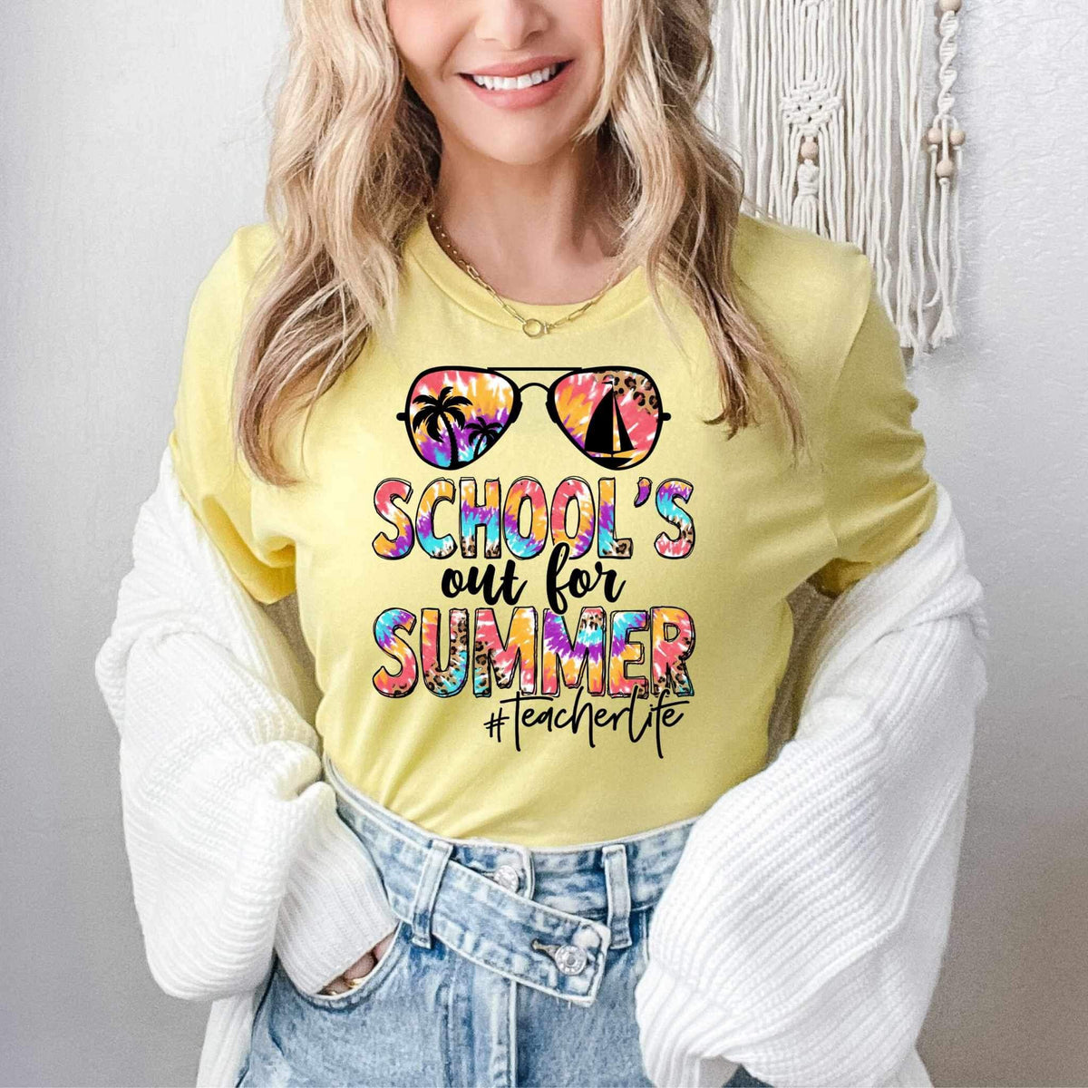 Schools out for summer #teacherlife tie dye 26541 DTF transfer