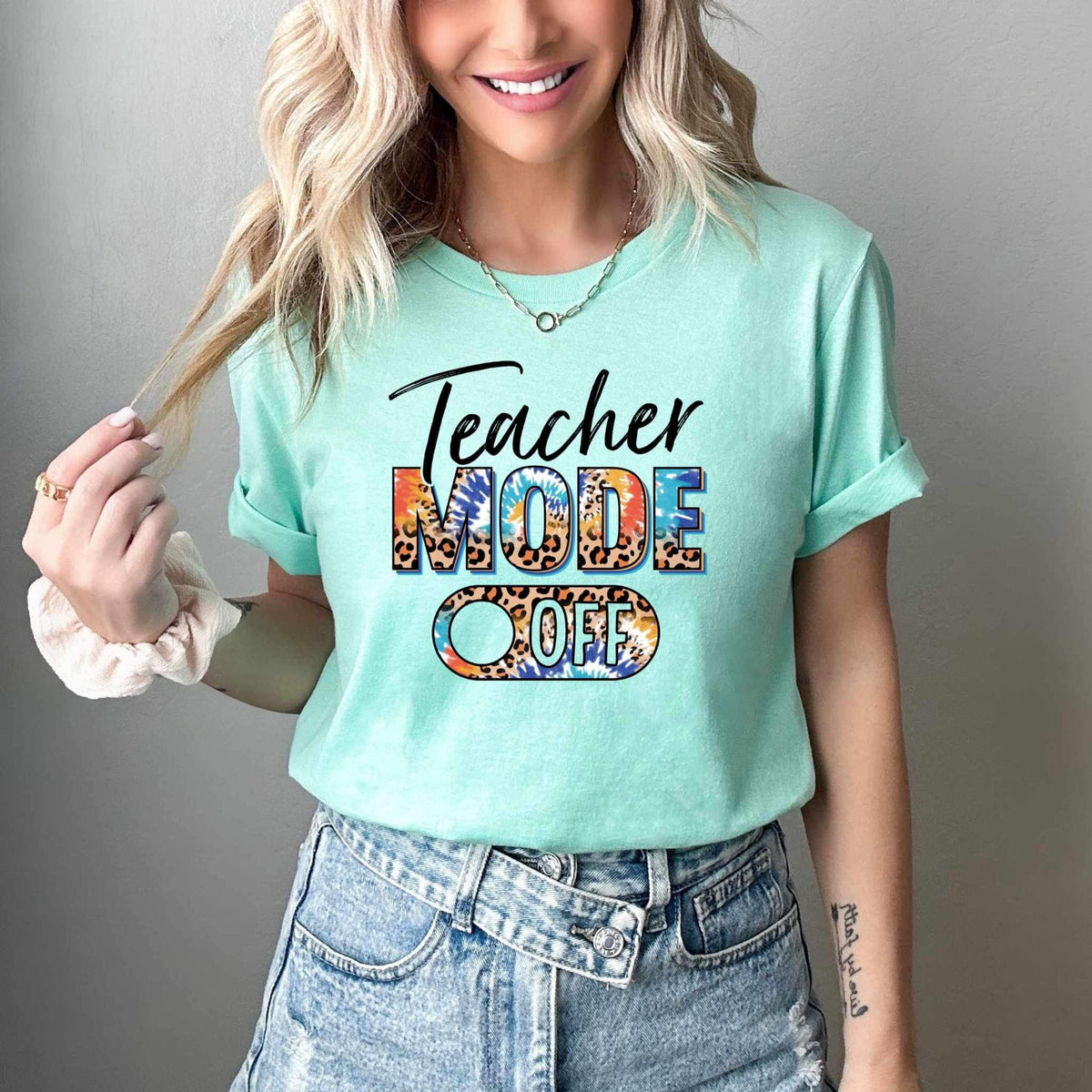 Teacher mode tie dye and leopard 26540 DTF transfer