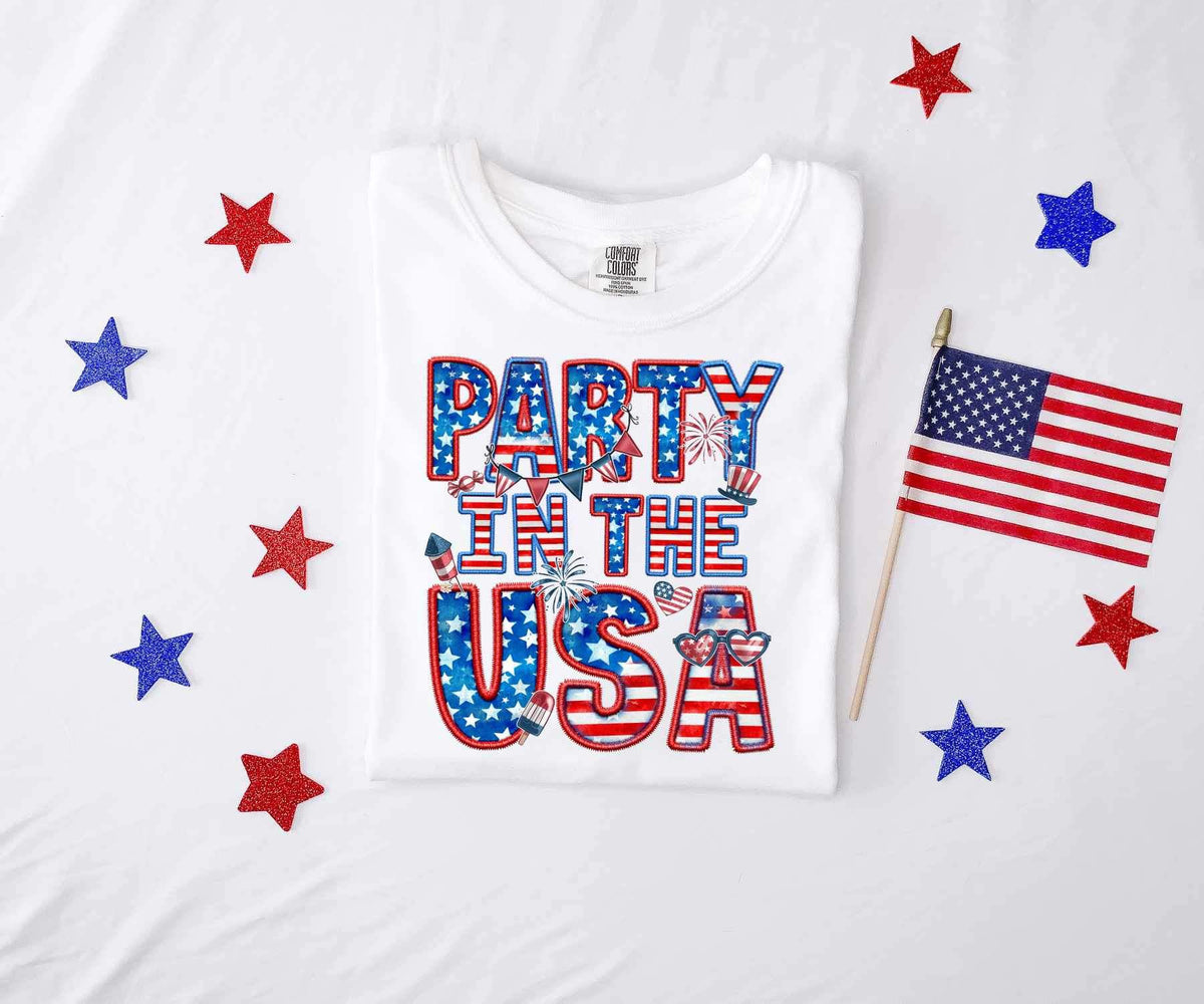 Party in the USA embroidery 26585 DTF transfer