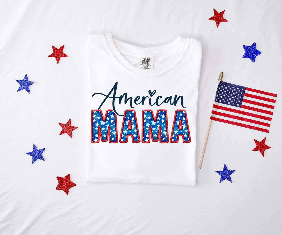 American mama star filled embroidery 26581 DTF transfer