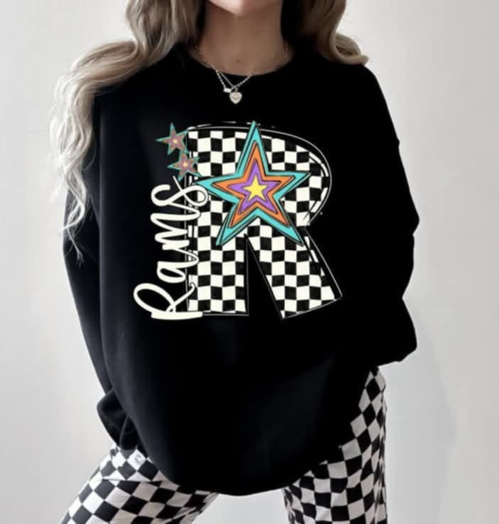 R rams checkered with stars (S&G) 87173 DTF transfer
