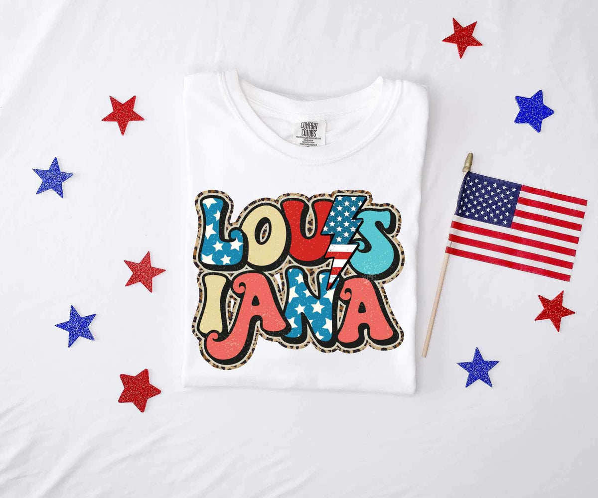 Louisiana patriotic font 26575 DTF transfer