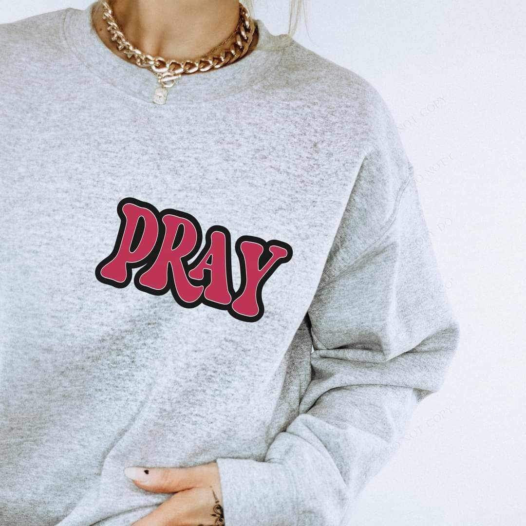 Pray magenta font black outline 17010 DTF TRANSFER