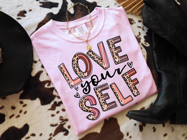 Love yourself half leopard font  26638 DTF transfer