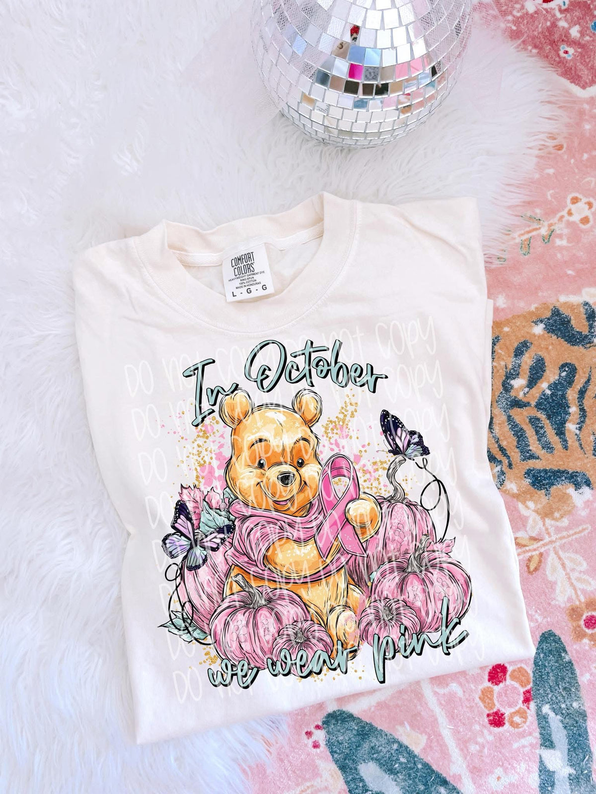 In October we wear pink bear and pumpkin SSD DTF transfer