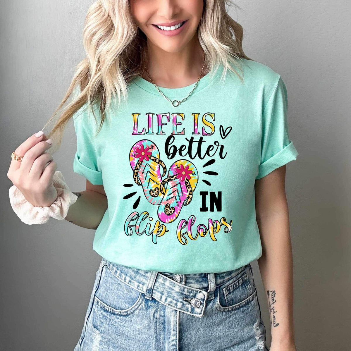 Life is better in flip flops tie dye 26619 DTF transfer