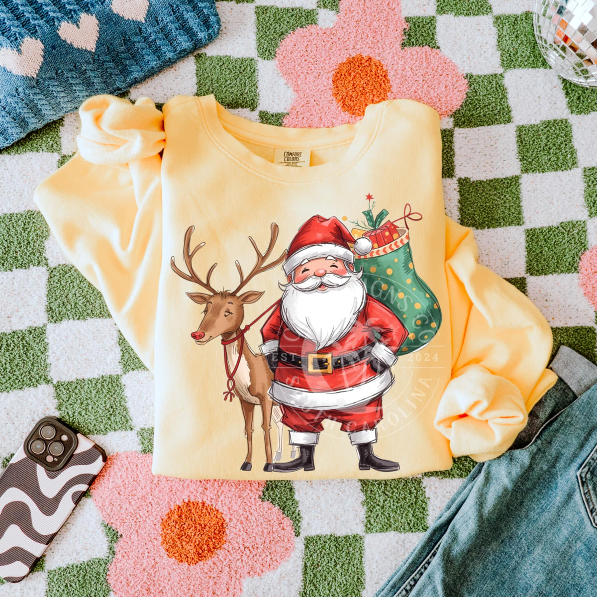 Santa and reindeer with bag (CSG) DTF transfer