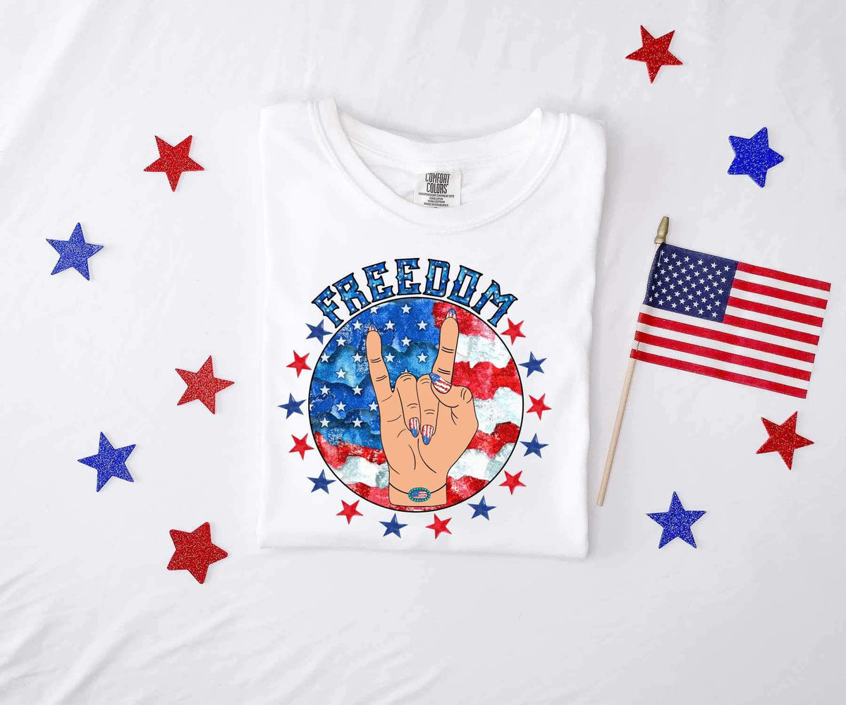 Freedom circle with hand  26567 DTF transfer