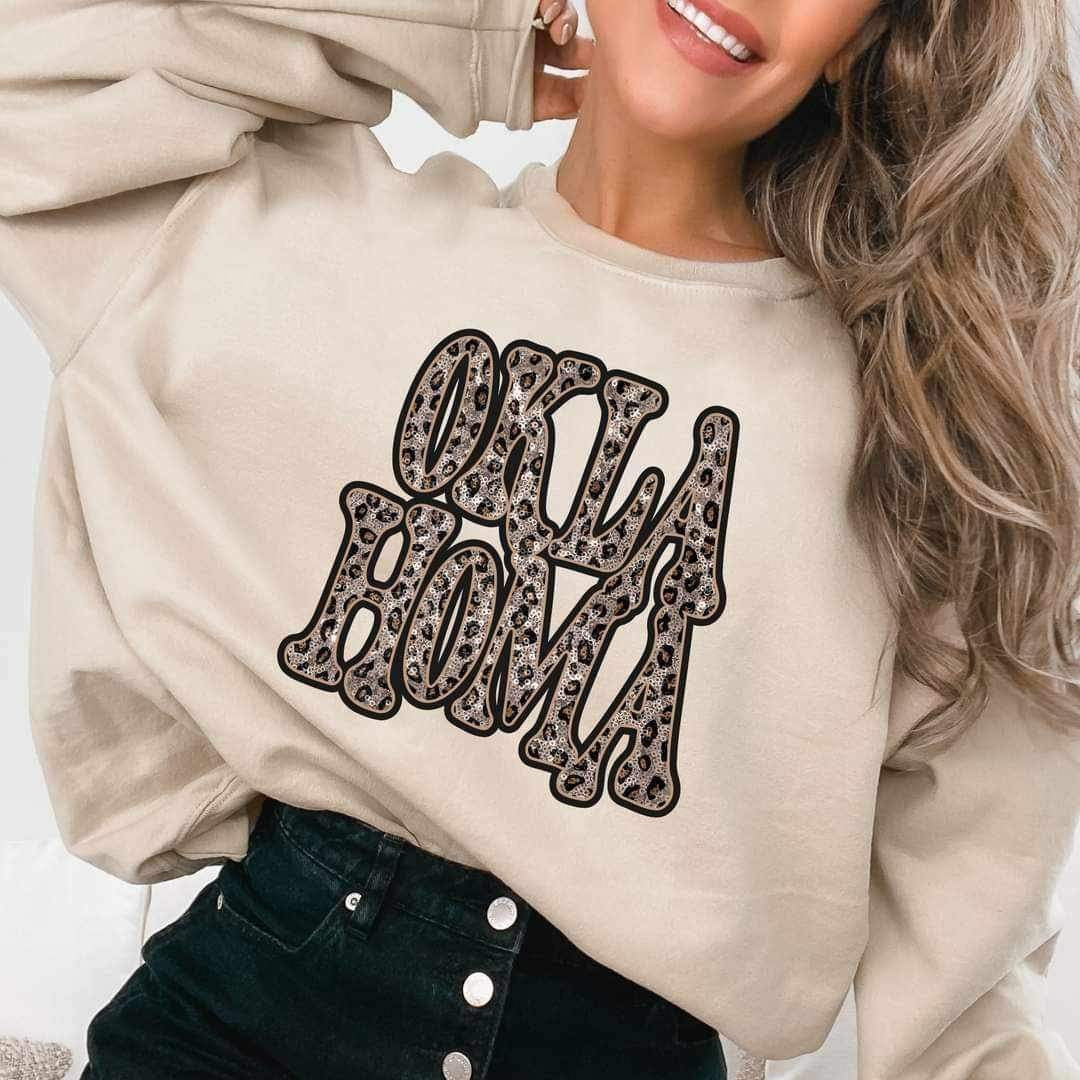 Oklahoma sequin leopard 17000 DTF TRANSFER