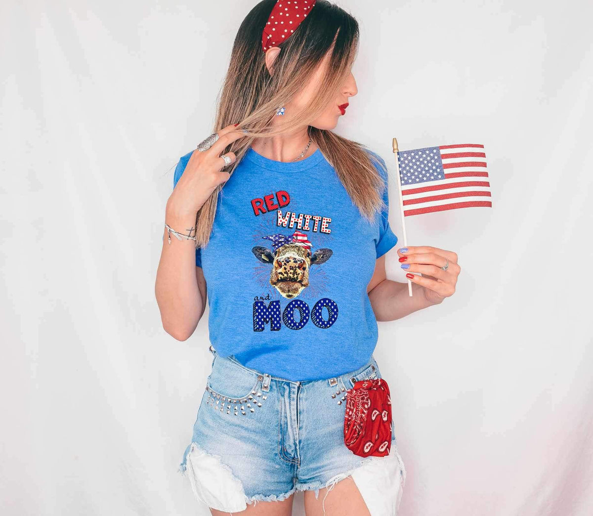 Red white moo 26564 DTF transfer