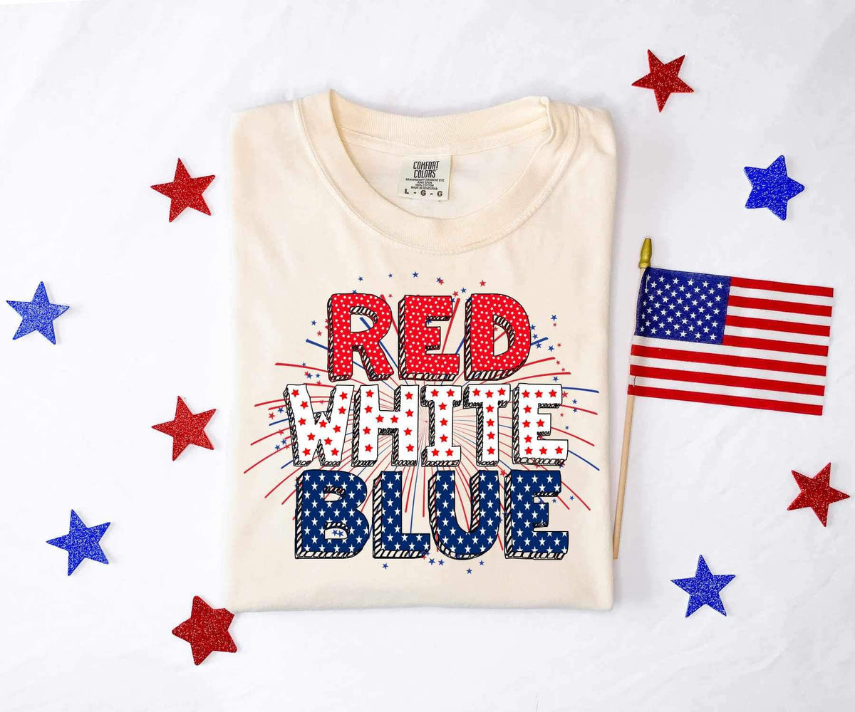 Red white blue star filled 26563 DTF transfer
