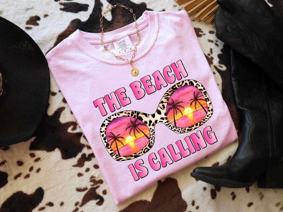 The beach is calling pink font and shades 26617 DTF transfer