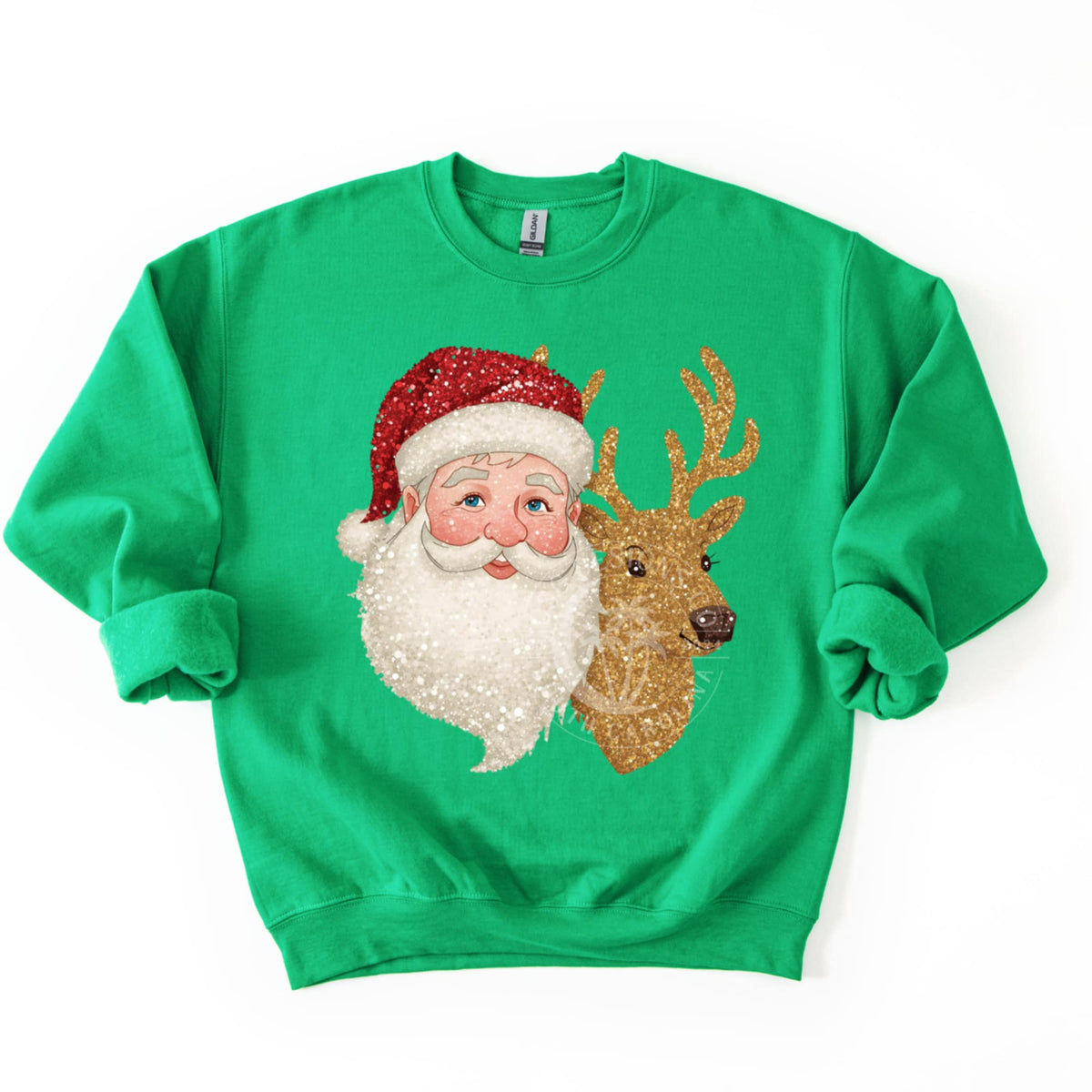 Faux glitter Santa and reindeer (CSG) DTF transfer